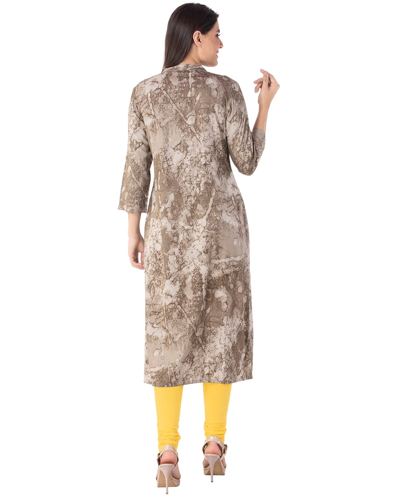 Grey Printed Kurti with Embroidery Work