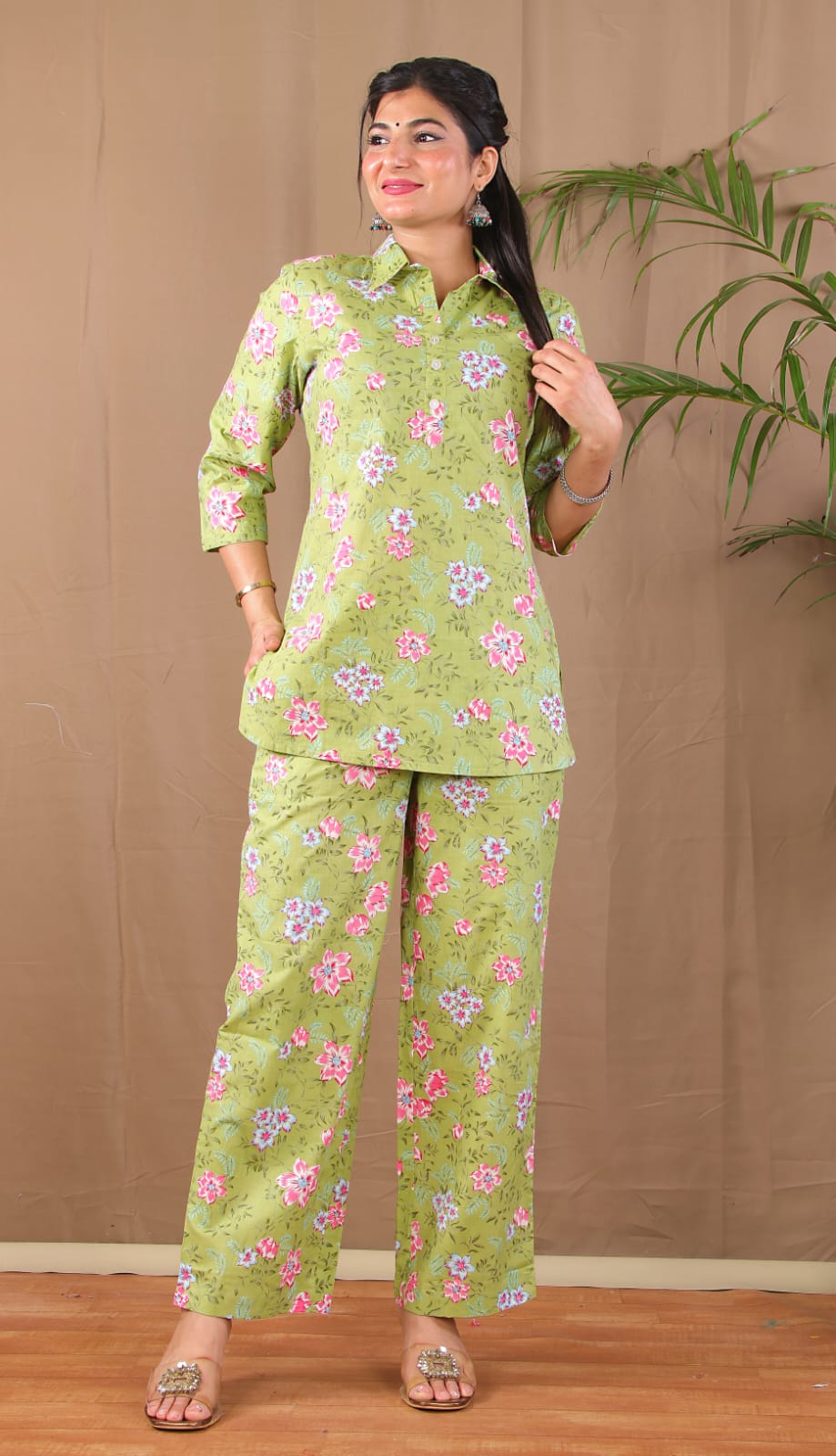 Green Floral Cotton Co-ordset