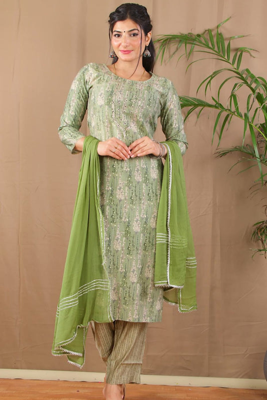 Green Pittan Kurta Pant Dupatta