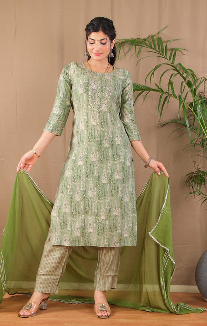 Green Pittan Kurta Pant Dupatta