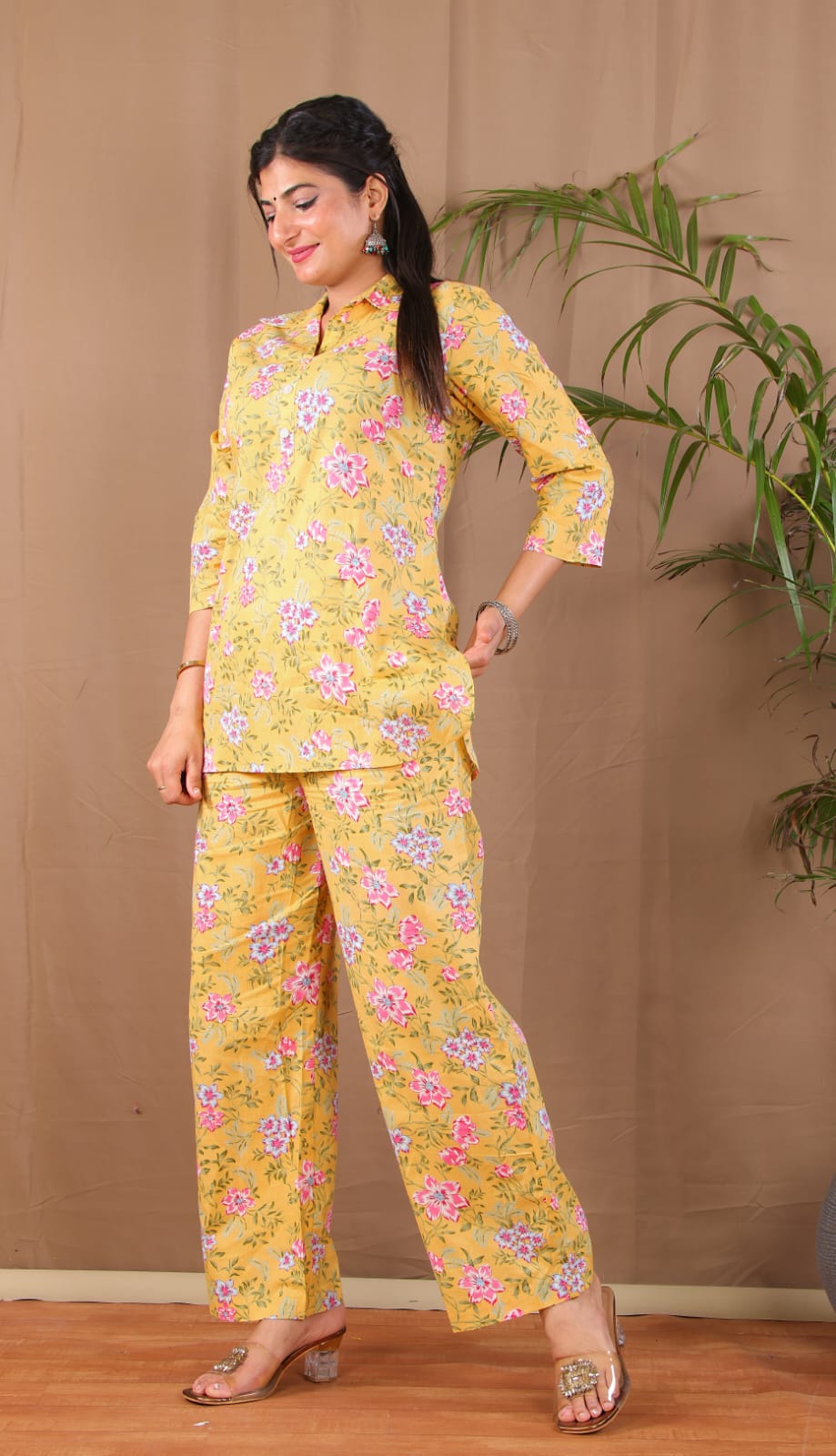 Yellow Floral Cotton Co-ordset