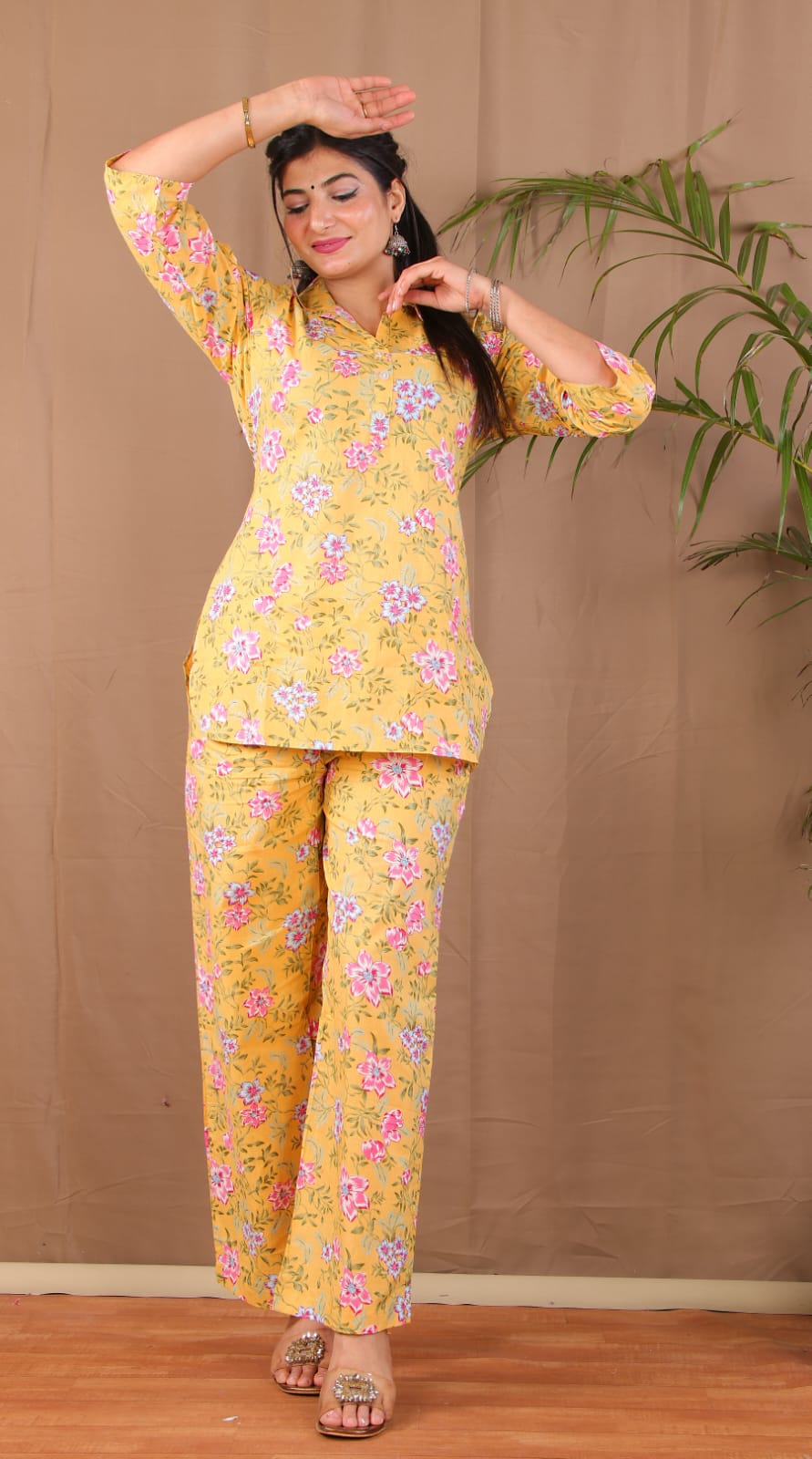 Yellow Floral Cotton Co-ordset