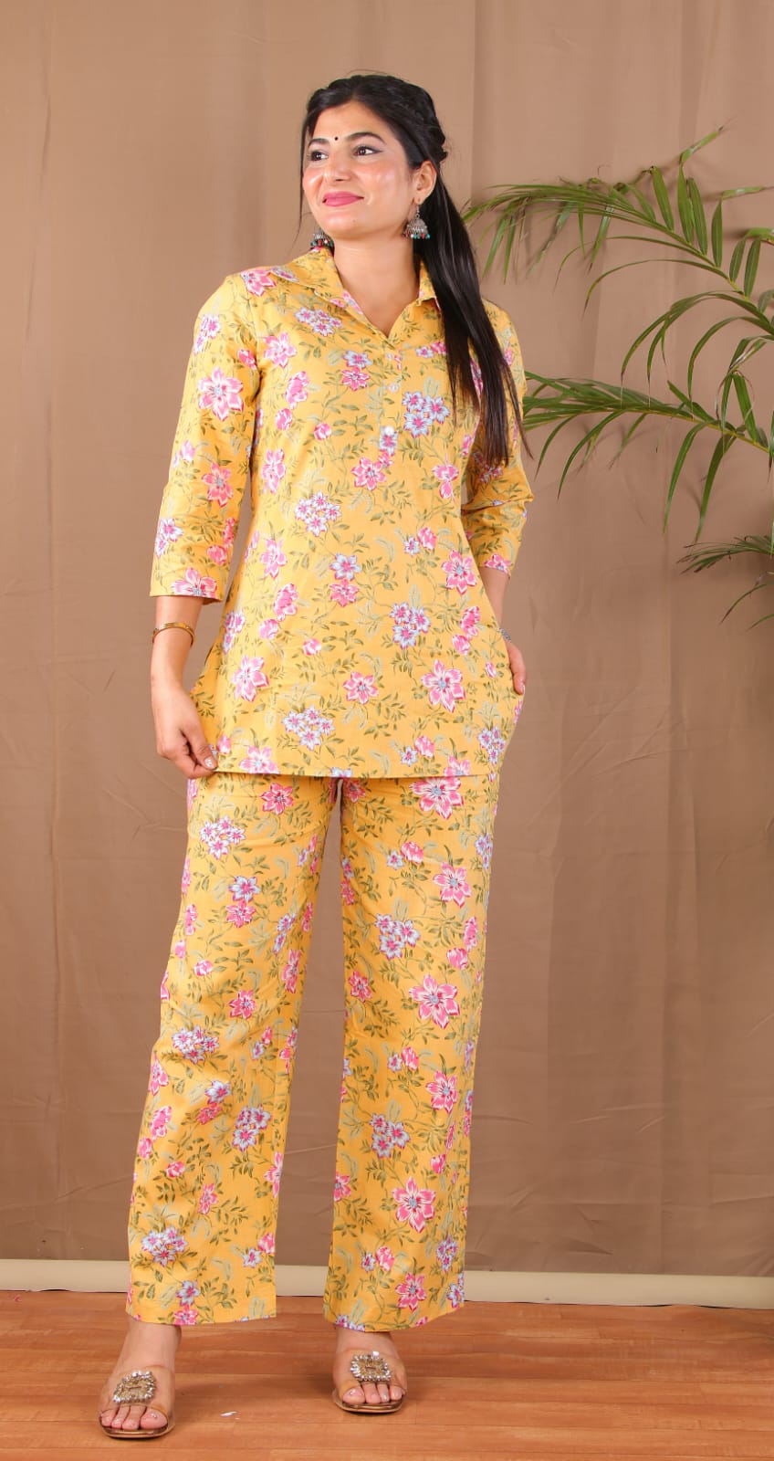 Yellow Floral Cotton Co-ordset