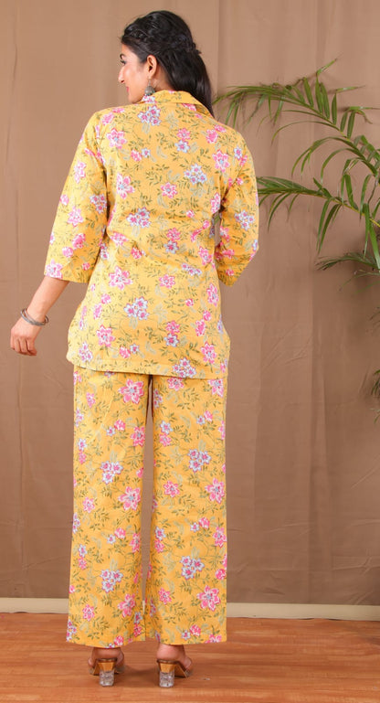 Yellow Floral Cotton Co-ordset