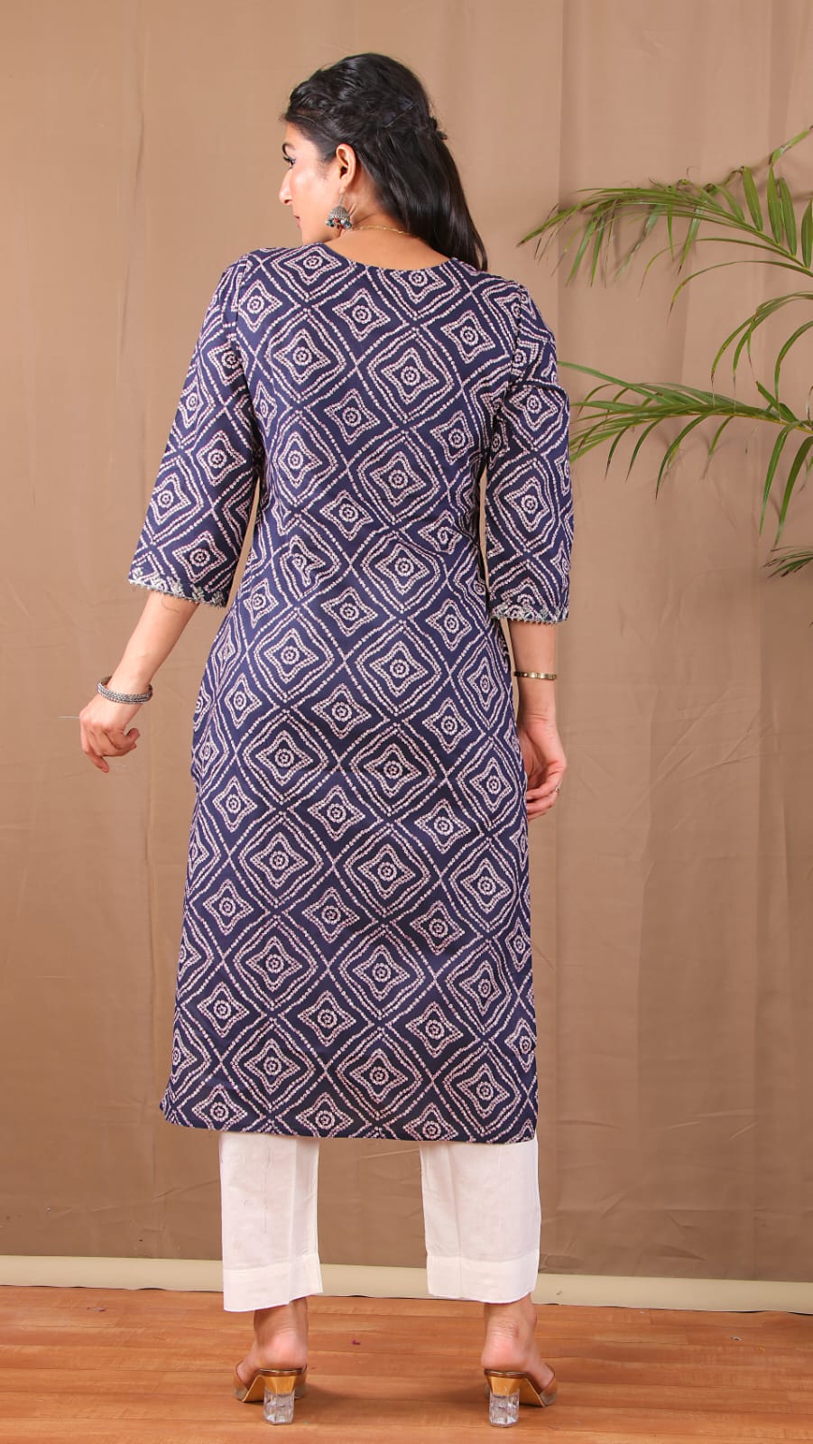 Bhandej Navy Blue Embroidery Kurta Pant Dupatta