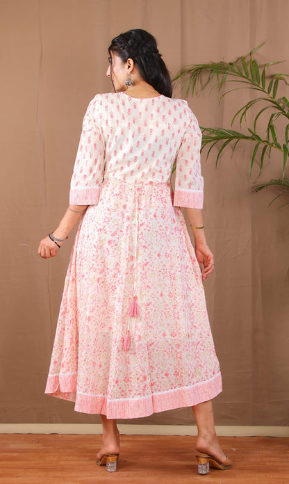 Peach Orange Cotton Anarkali Kurta