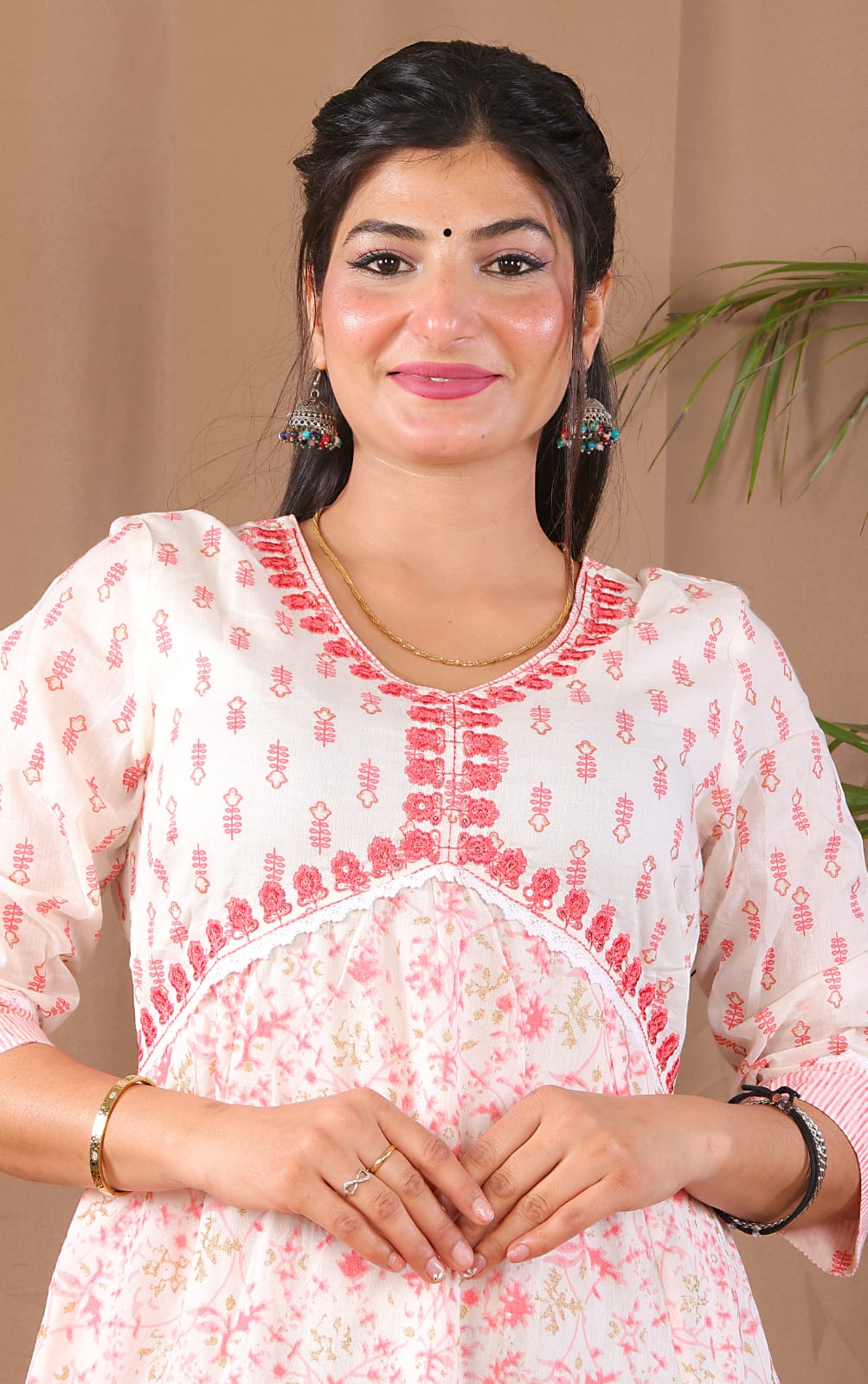 Peach Orange Cotton Anarkali Kurta