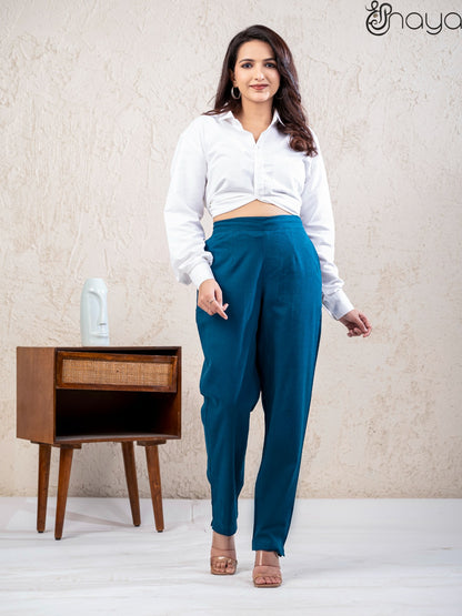 Peacock Blue Linen Pants