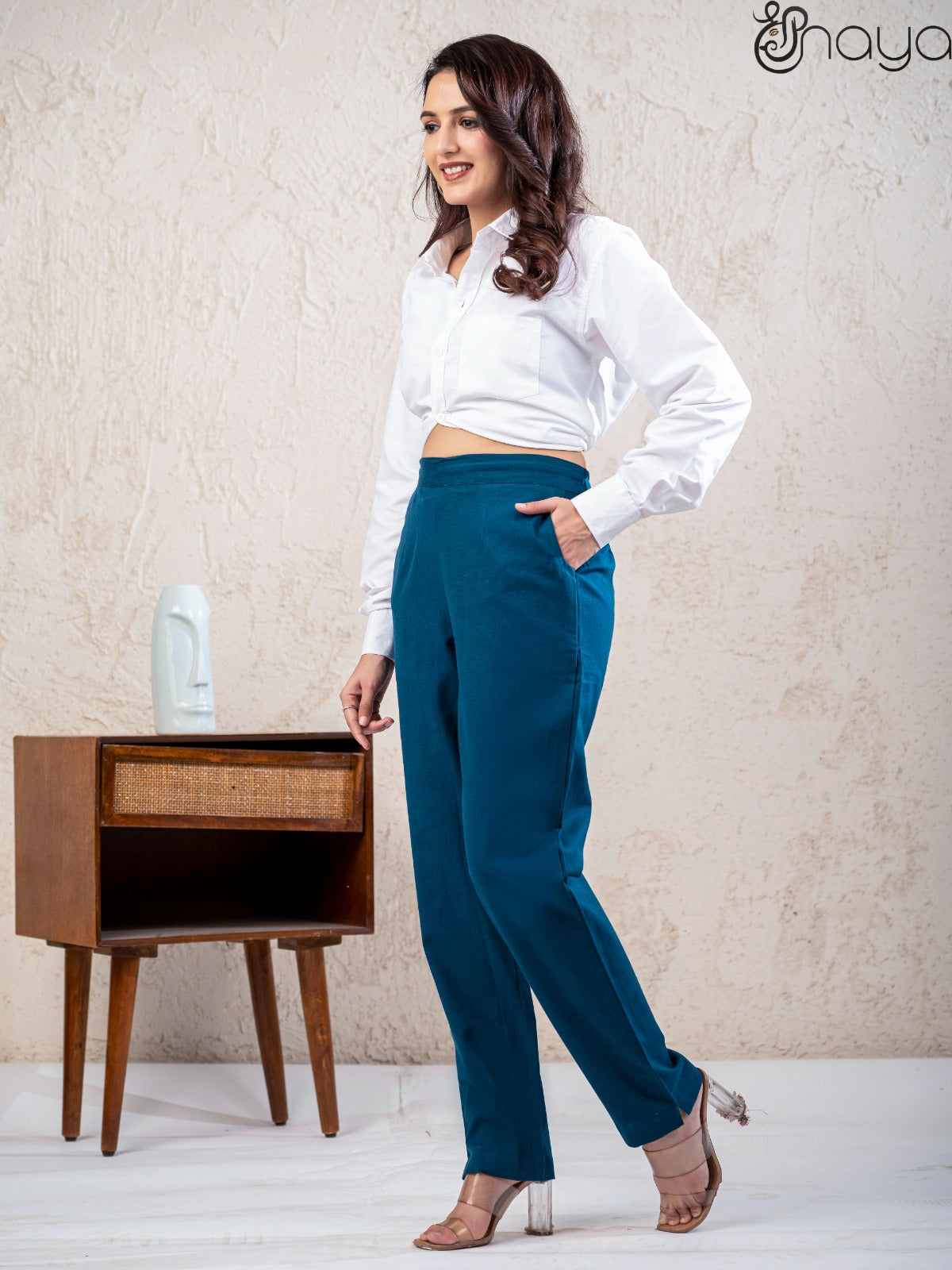 Peacock Blue Linen Pants