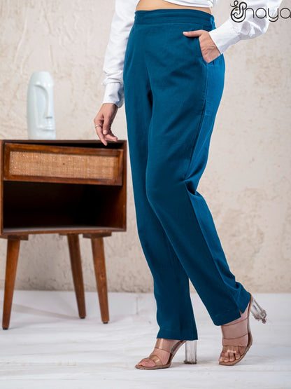 Peacock Blue Linen Pants