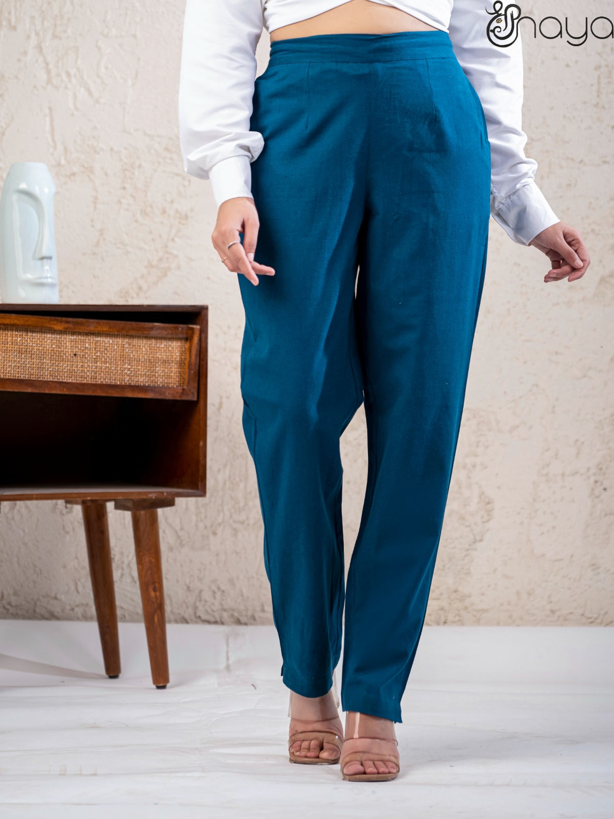 Peacock Blue Linen Pants