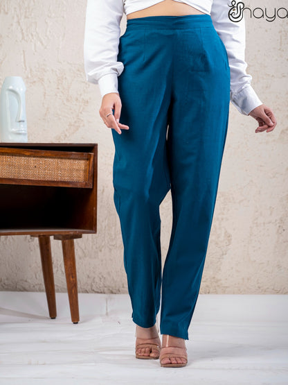 Peacock Blue Linen Pants