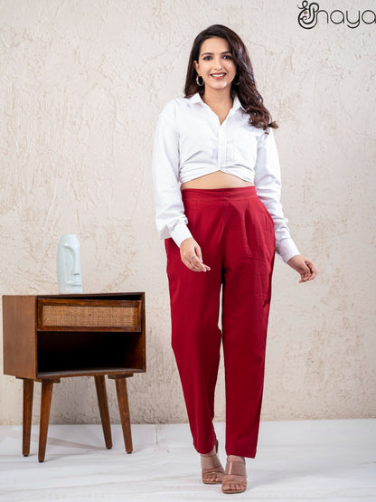 Maroon Linen Pants