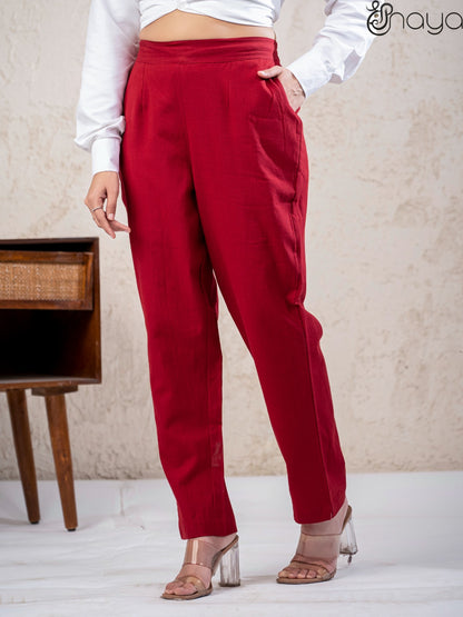 Maroon Linen Pants