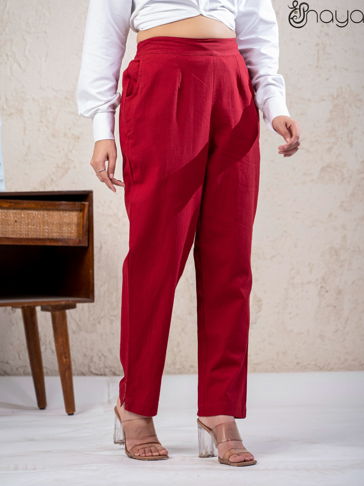 Maroon Linen Pants