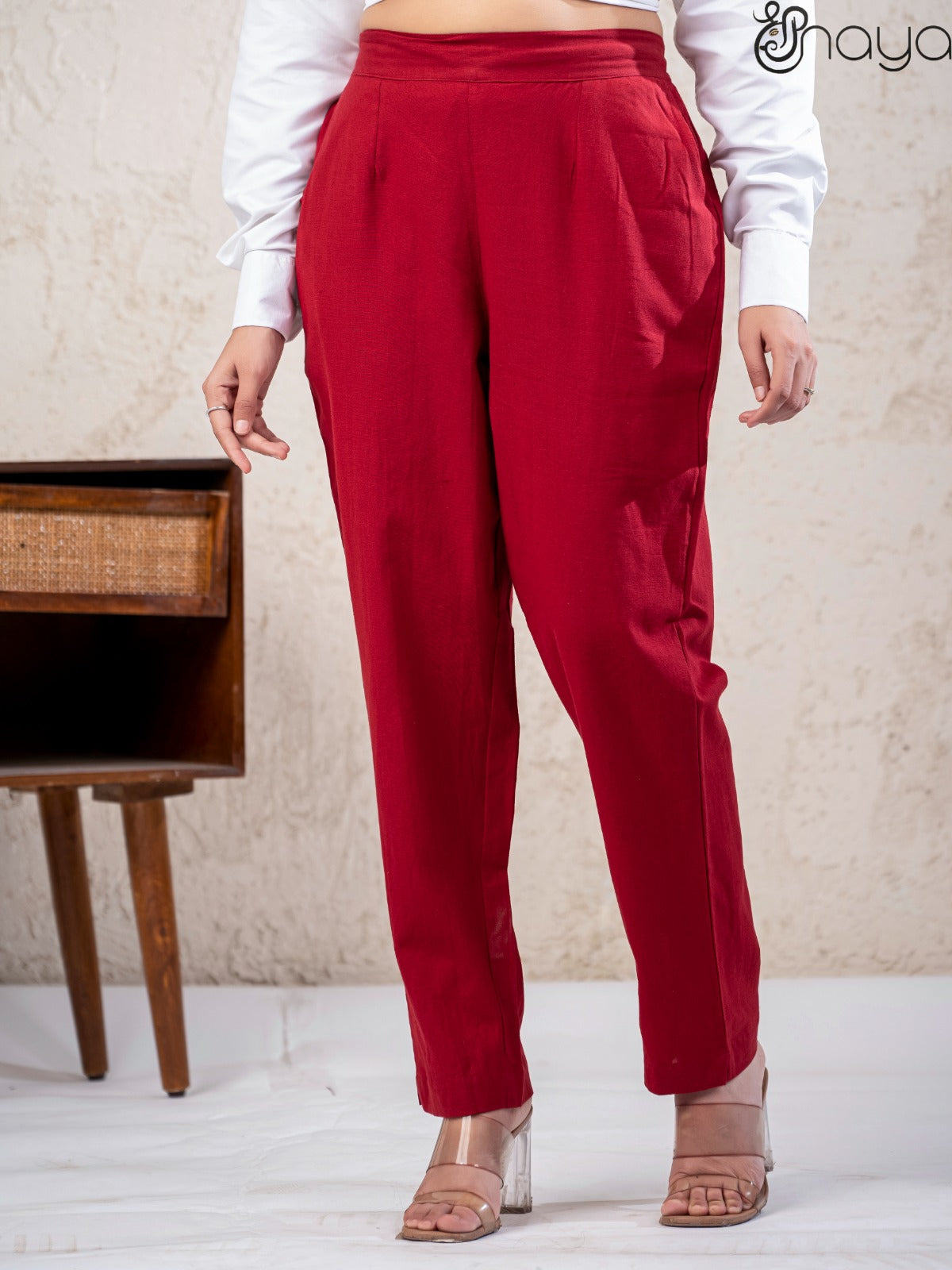 Maroon Linen Pants