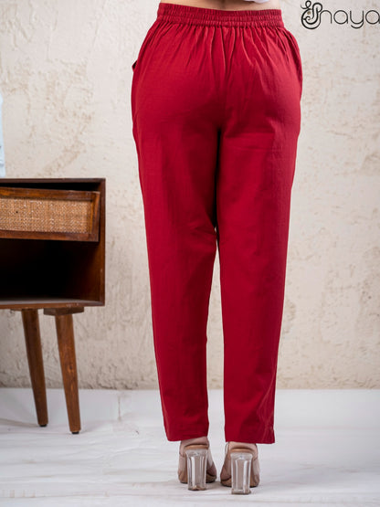 Maroon Linen Pants