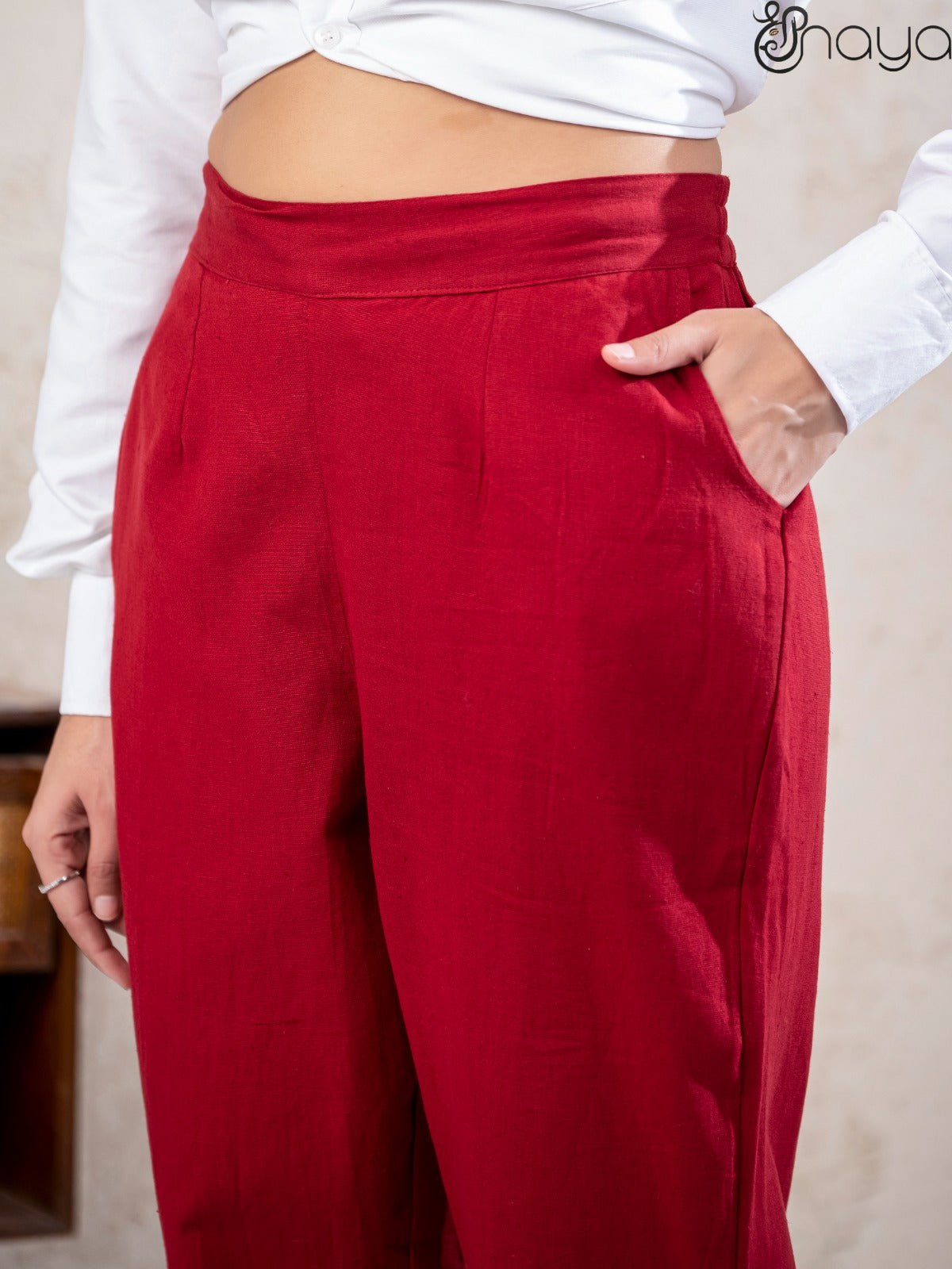 Maroon Linen Pants