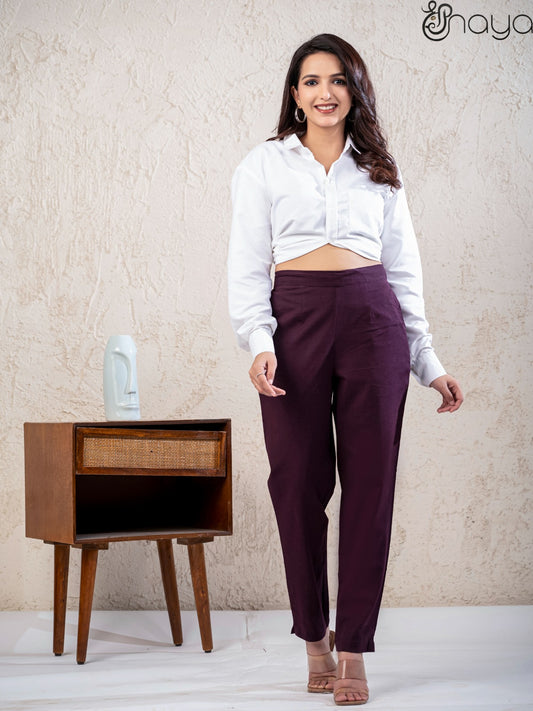 Wine Linen Pants