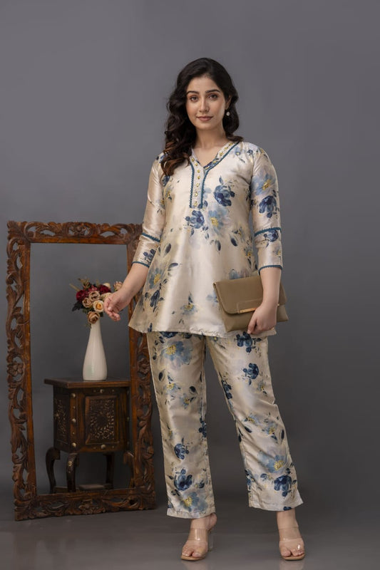 Manipuri Silk Floral Co-ord Set