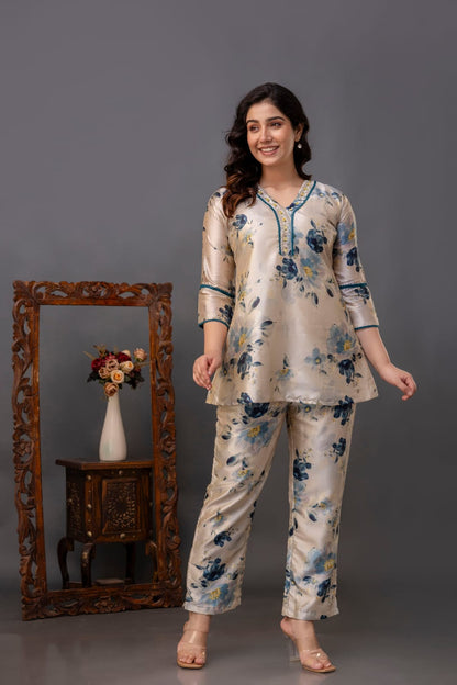 Manipuri Silk Floral Co-ord Set