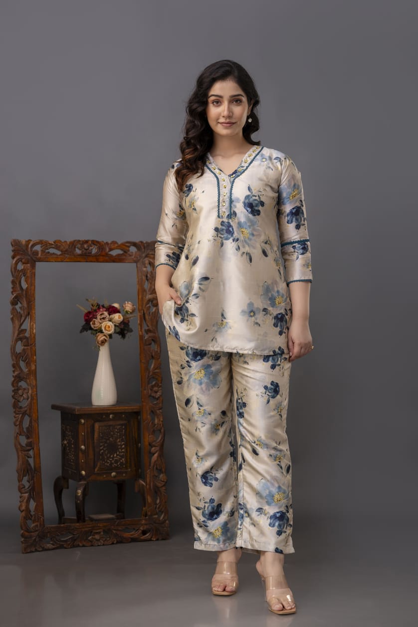 Manipuri Silk Floral Co-ord Set