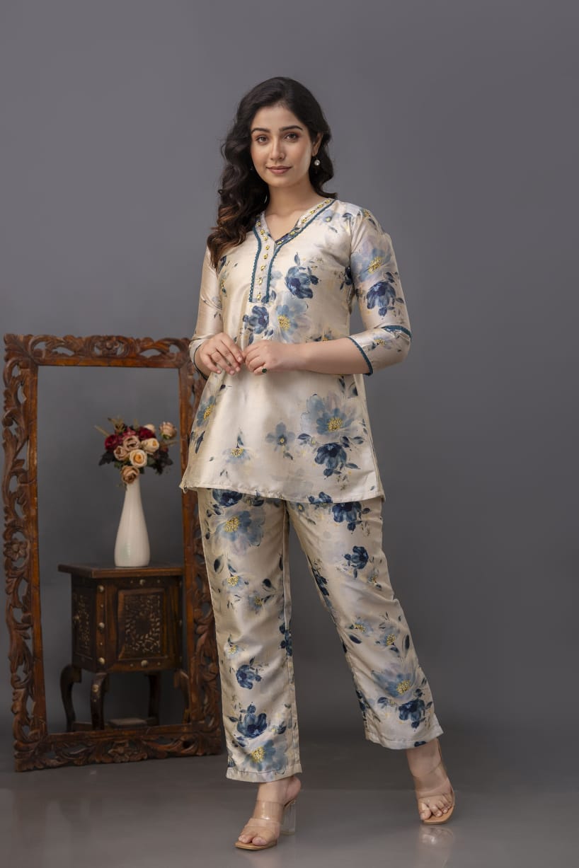 Manipuri Silk Floral Co-ord Set